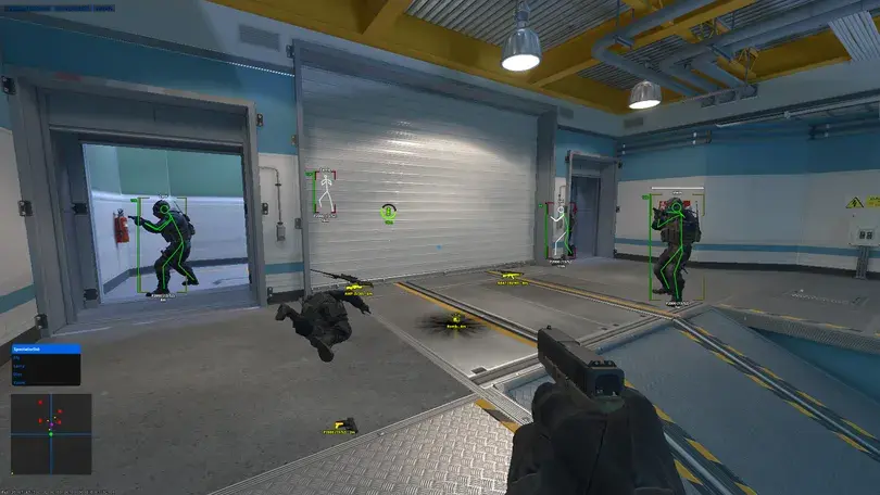 Counter-Strike 2 with VaporCheats box ESP, skeletons and radar